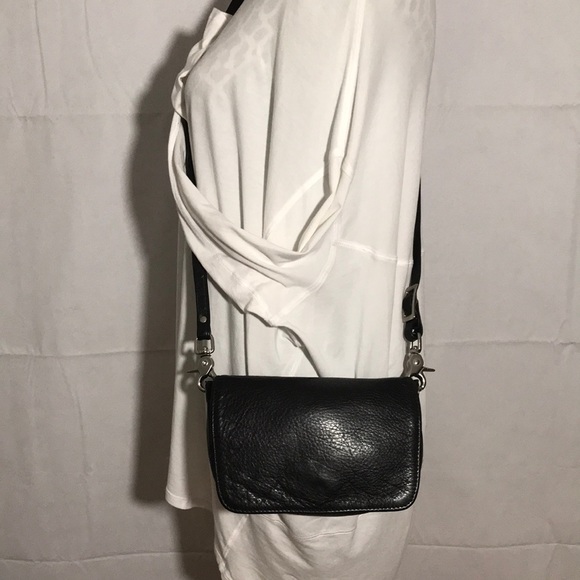 Libaire California Brand Vintage Mini Black Leather Crossbody USA Made - Picture 2 of 11